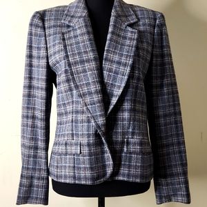 Vintage Pendleton gray plaid timeless virgin wool fitted blazer  10